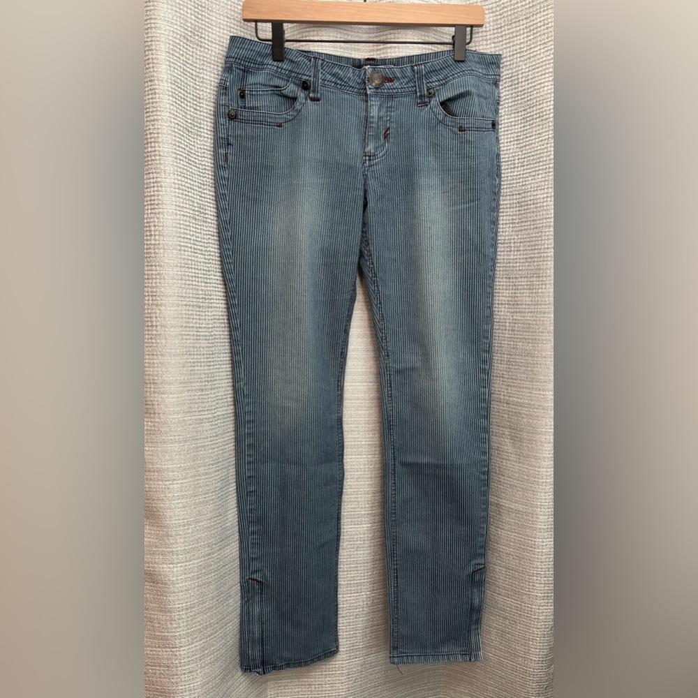 Tyte Jeans | Y2K Railroad Stripe Blue Straight Leg Denim | 11